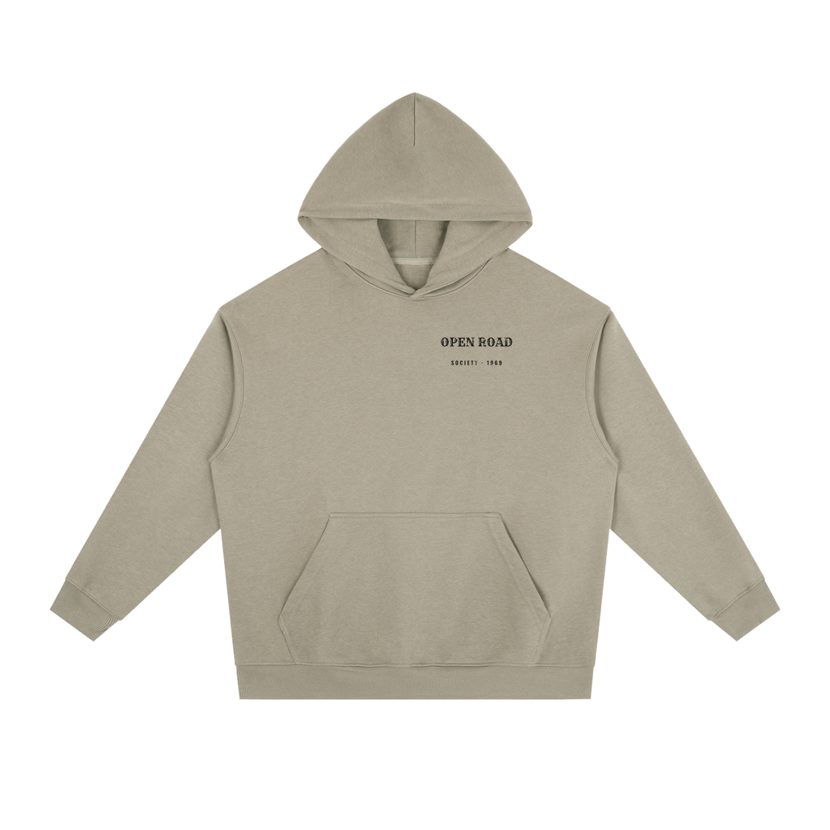 Open Road Heavyweight Hoodie – Light Gray – front