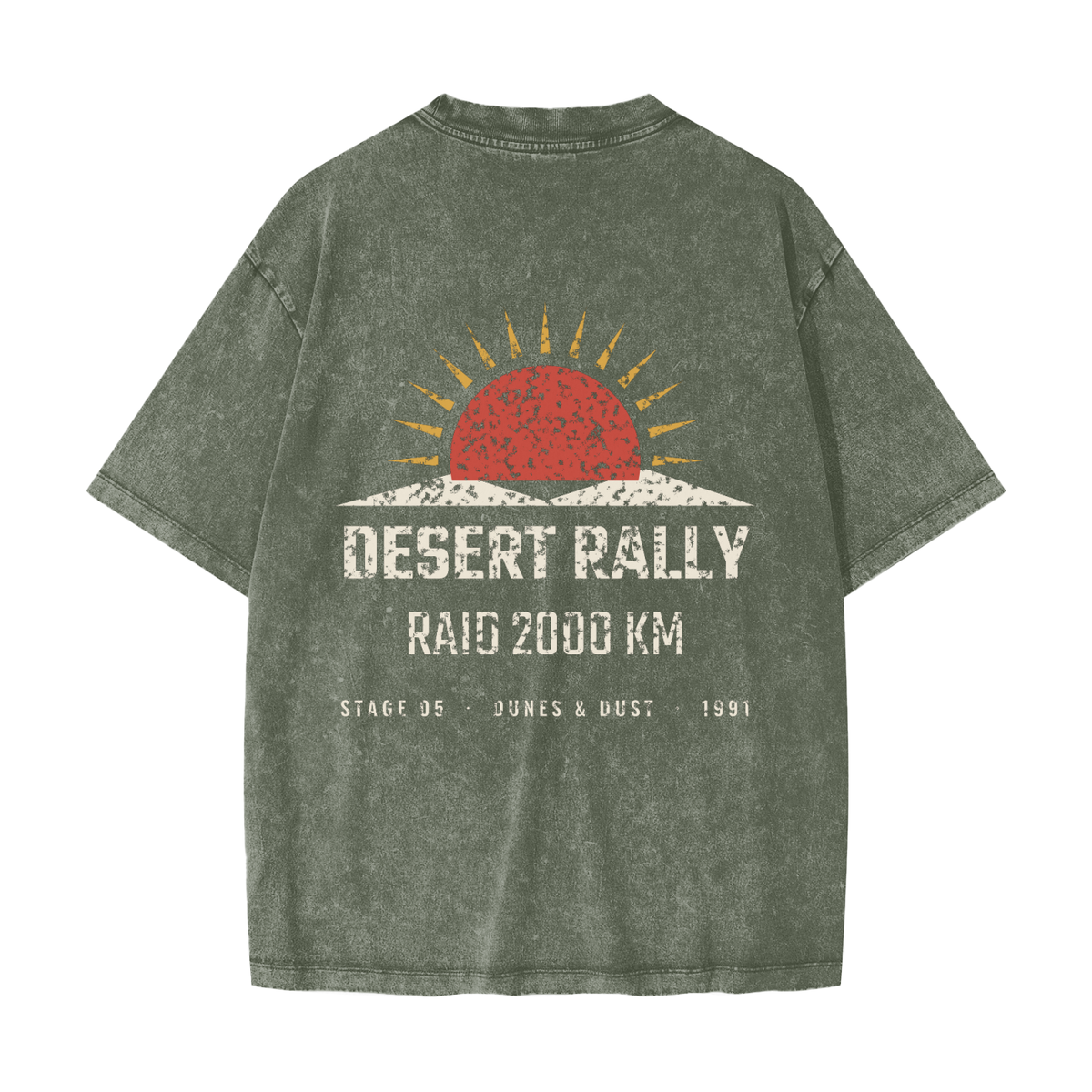 Desert Rally Heavyweight Tee – Olive Green – back