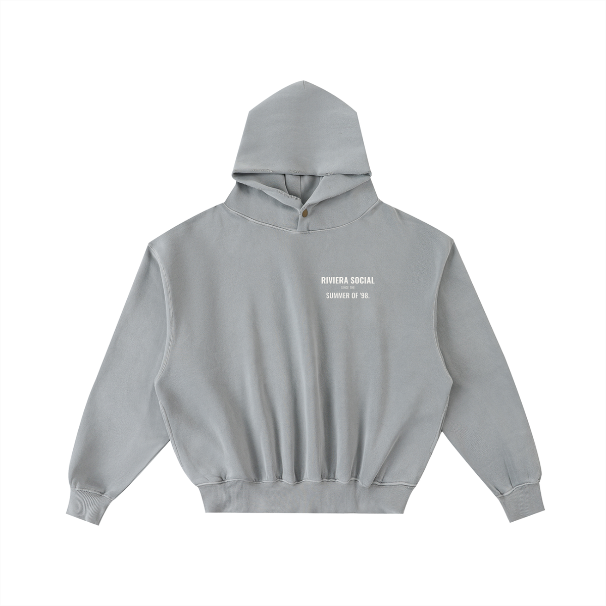Riviera Social Fleece Hoodie – Light Gray – front