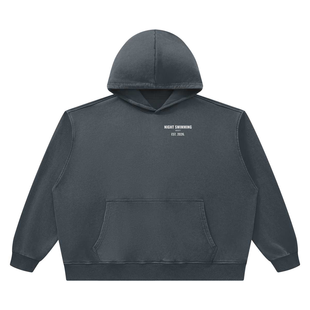 Night Swimming Heavyweight Hoodie – Washed Blue – front