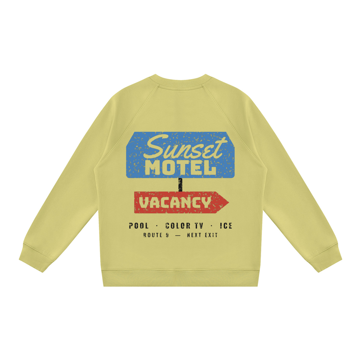 Sunset Motel Sweatshirt – Lime Yellow – back