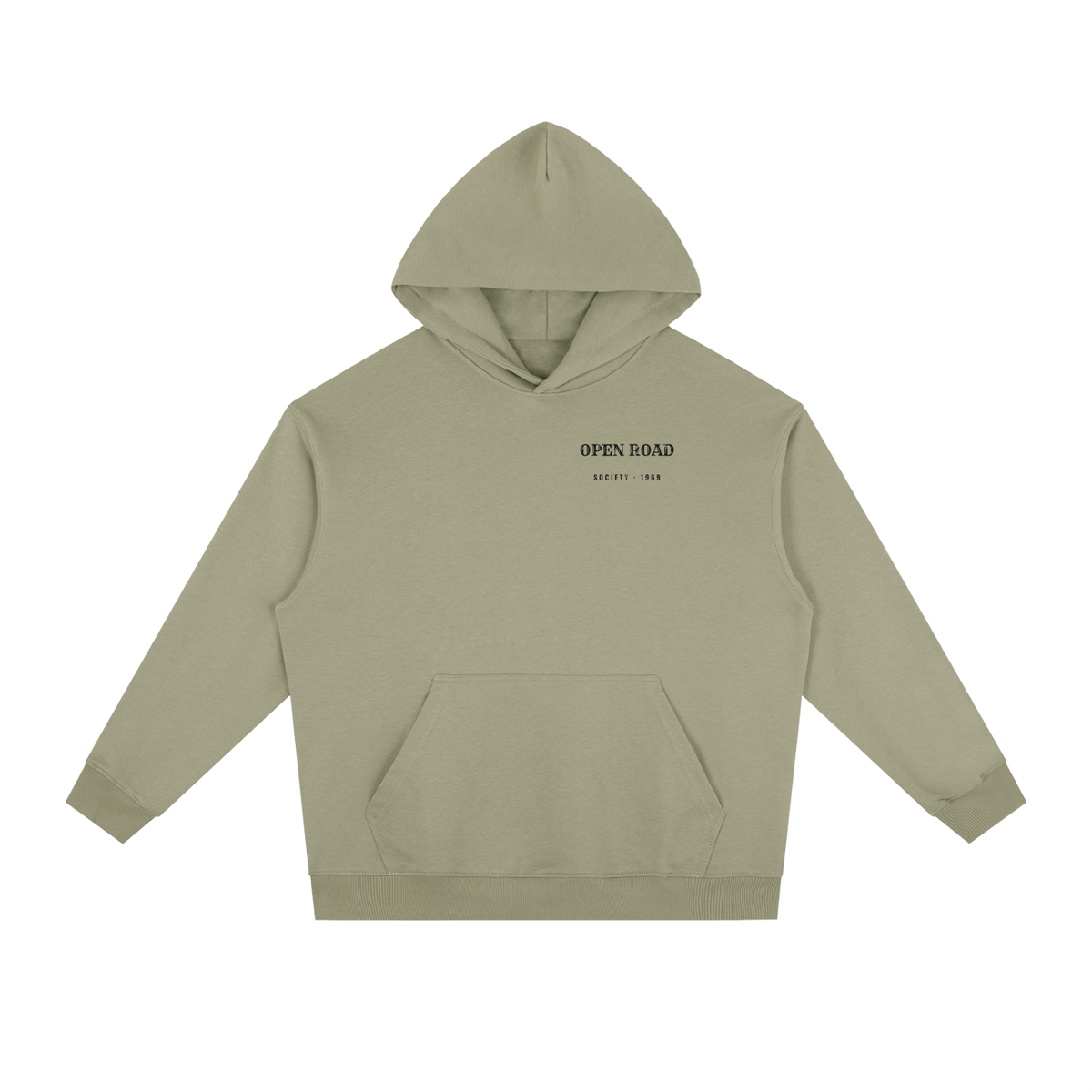 Open Road Heavyweight Hoodie – Gray Green – front