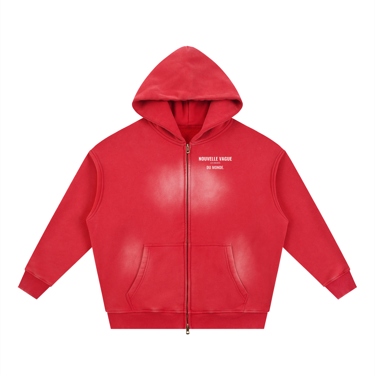 Nouvelle Vague Boxy Zip Hoodie – Red – front