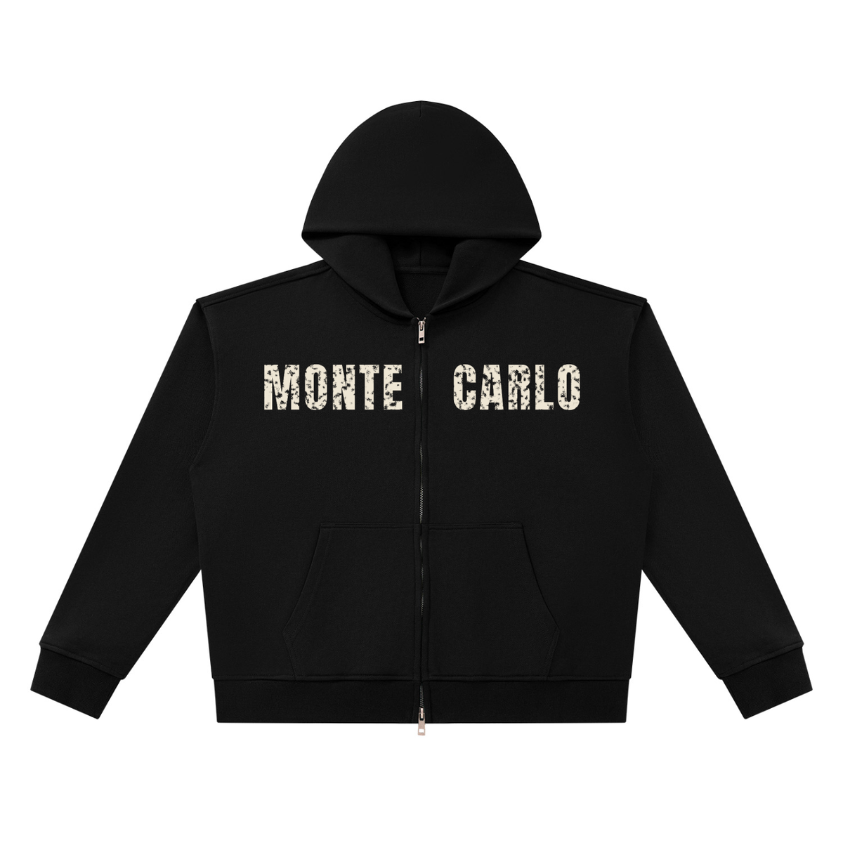 Monte Carlo Heavyweight Full Zip Hoodie – Black – front