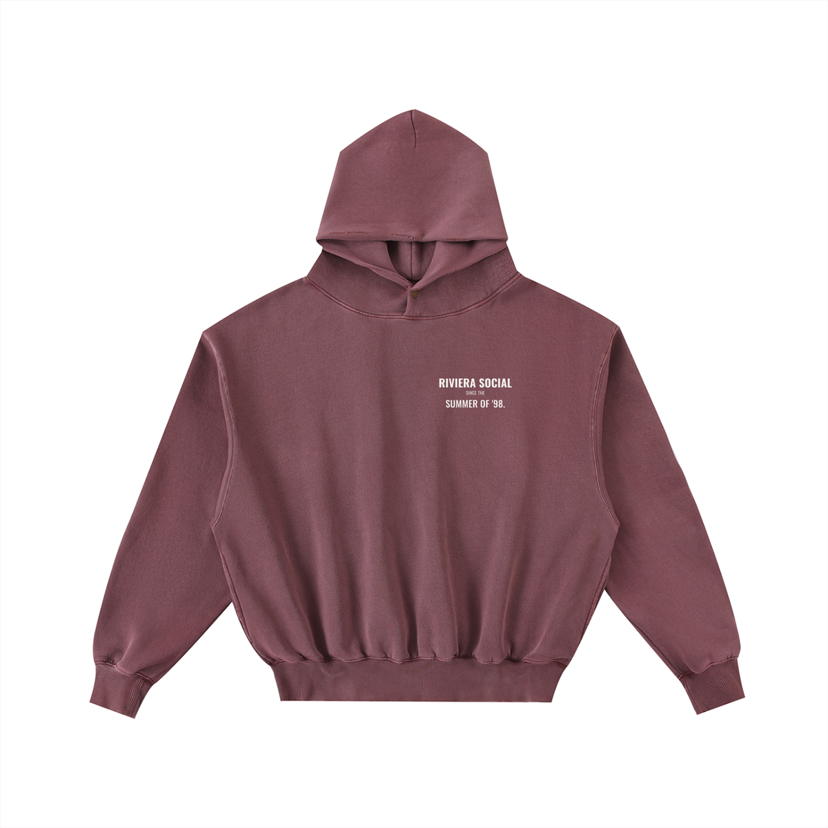Riviera Social Fleece Hoodie – Red – front