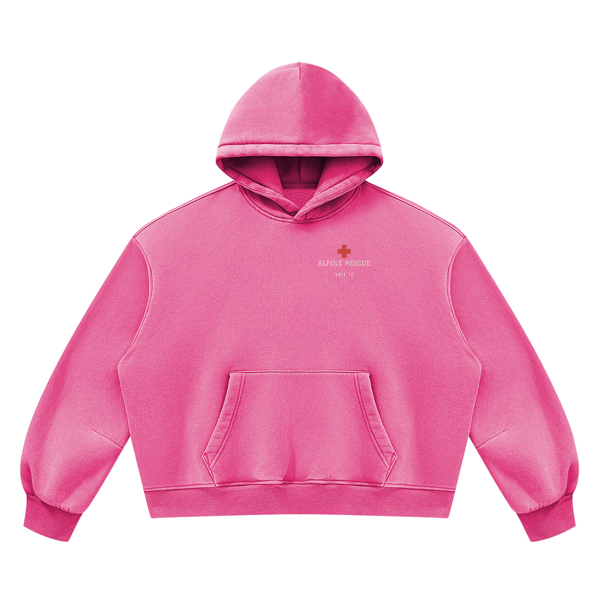 Alpine Rescue Vintage Wash Hoodie – Rose Red – front