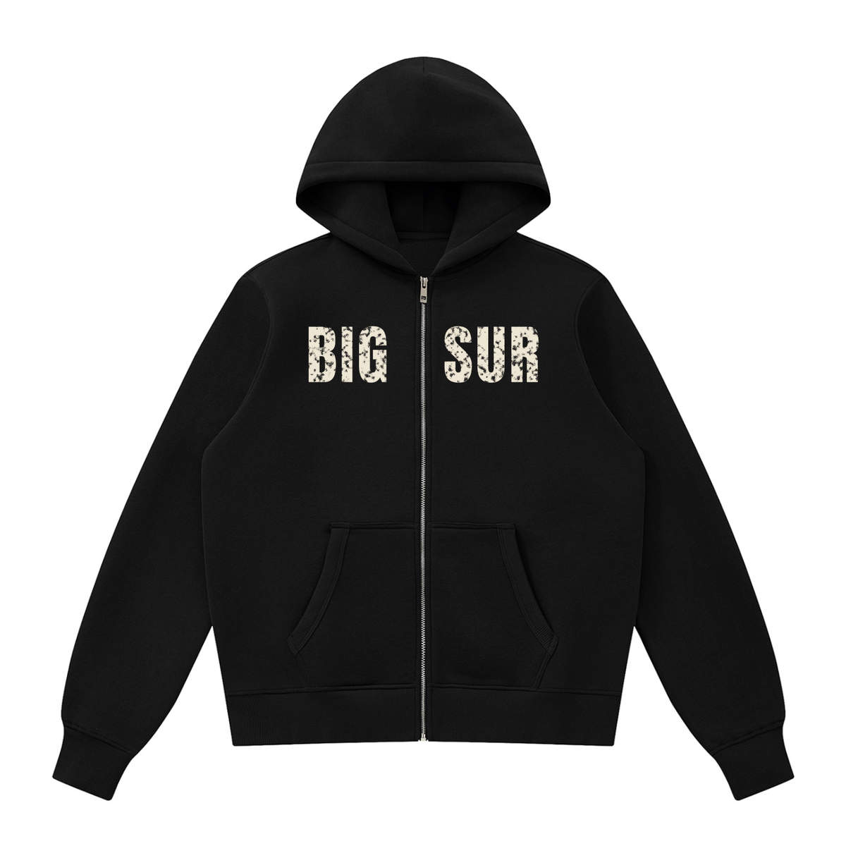 Big Sur Fleece Full Zip Hoodie – Black – front