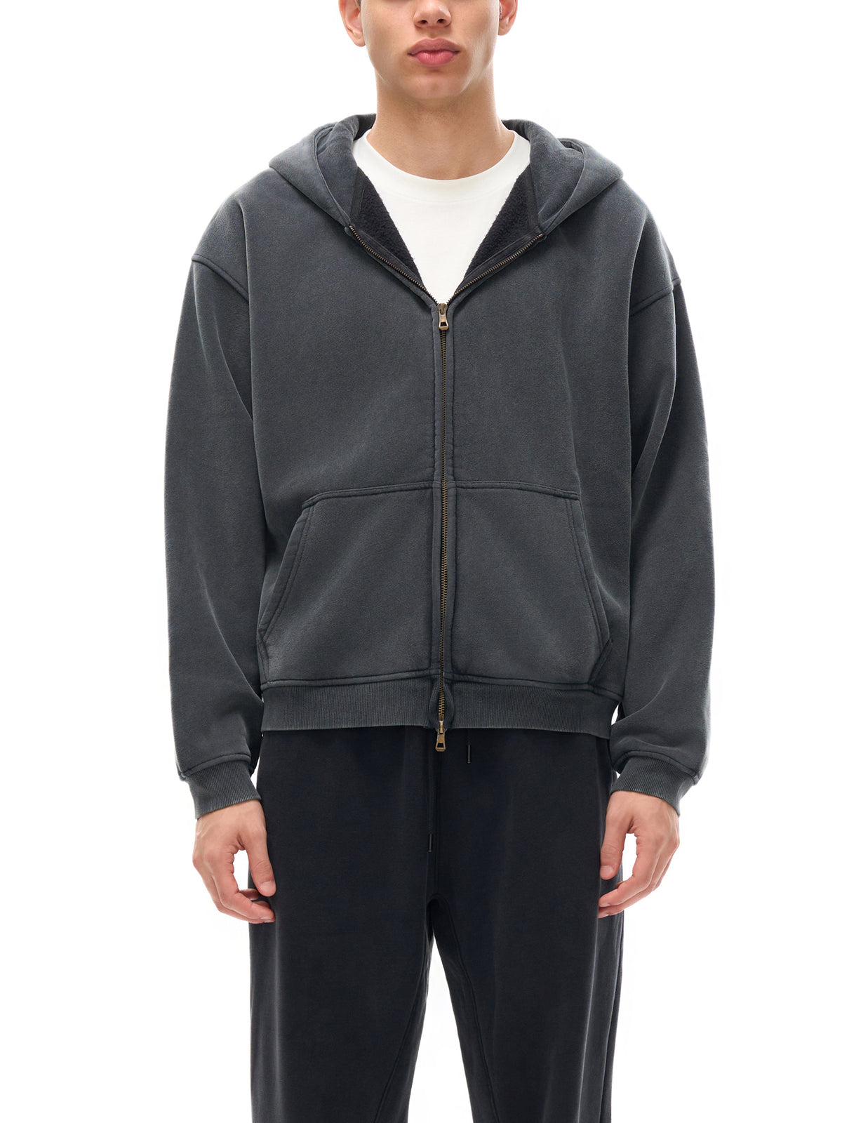 Vintage Washed Boxy Zip Hoodie