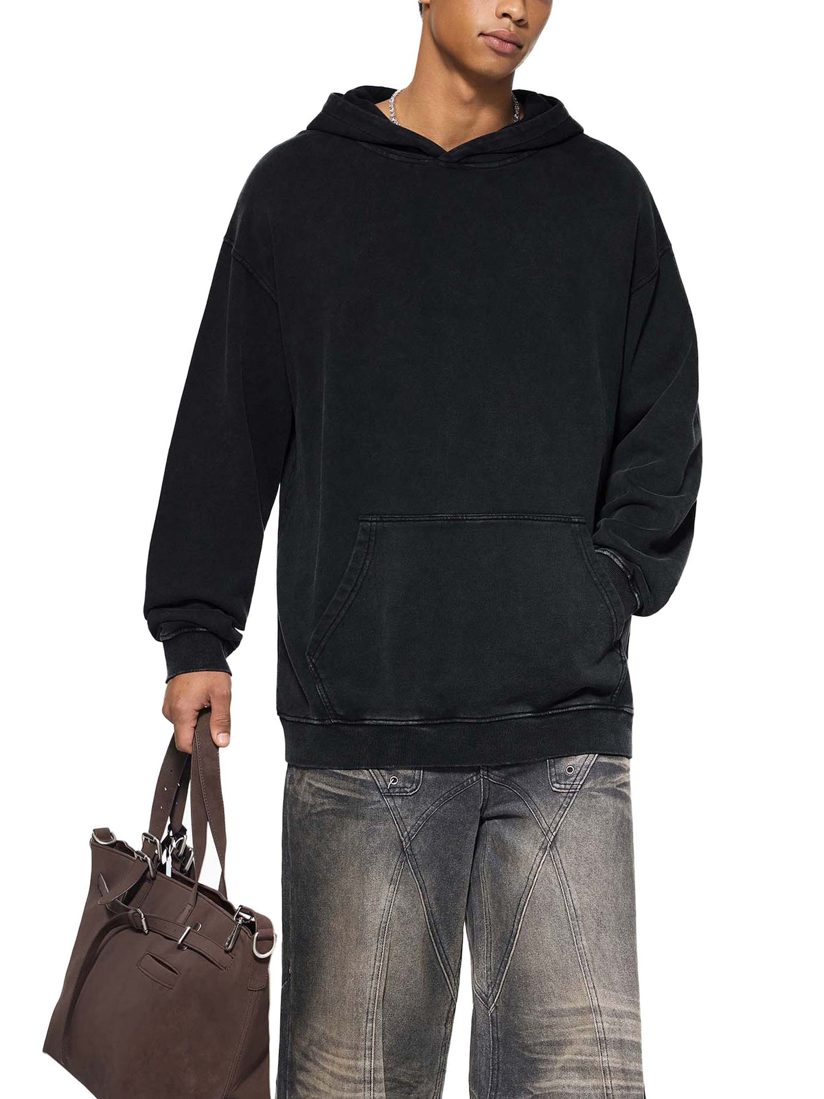 Snow Washed Loose Fit Hoodie