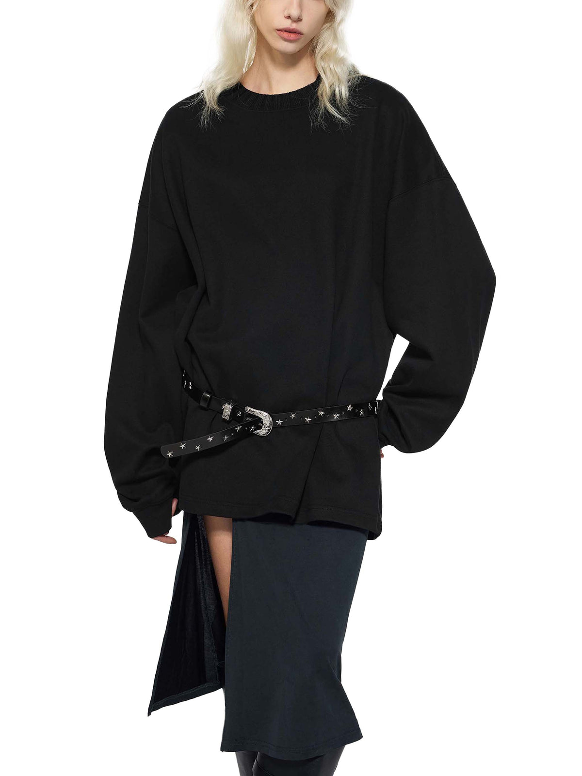 Knit Oversized Crewneck Sweatshirt