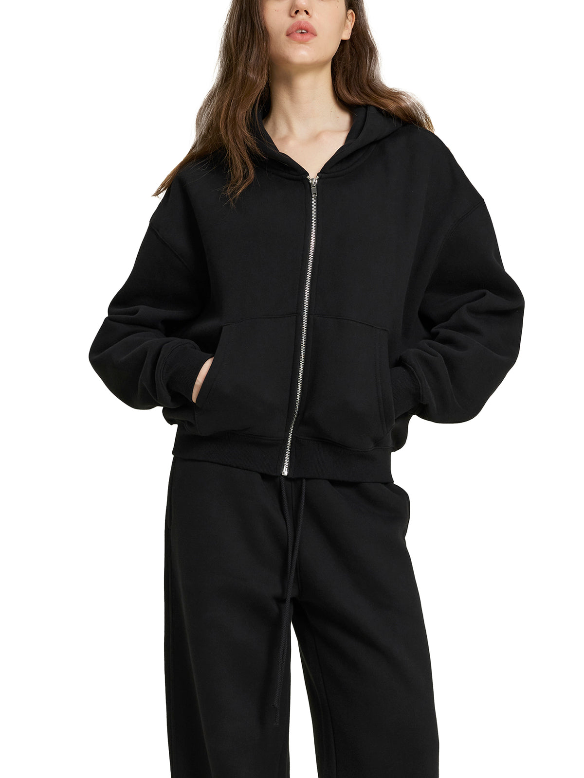Fleece Boxy Zip Hoodie