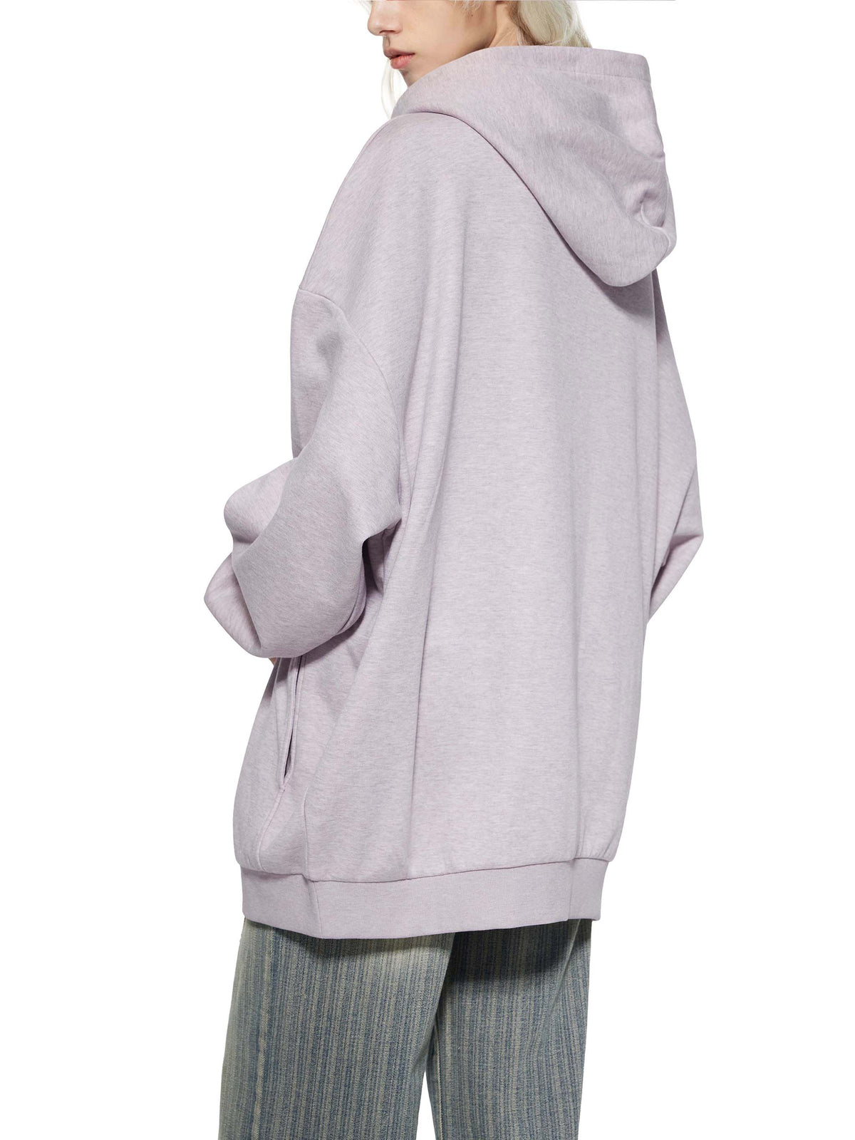 Essential Oversized Fleece Hoodie – Apricot & Light Purple