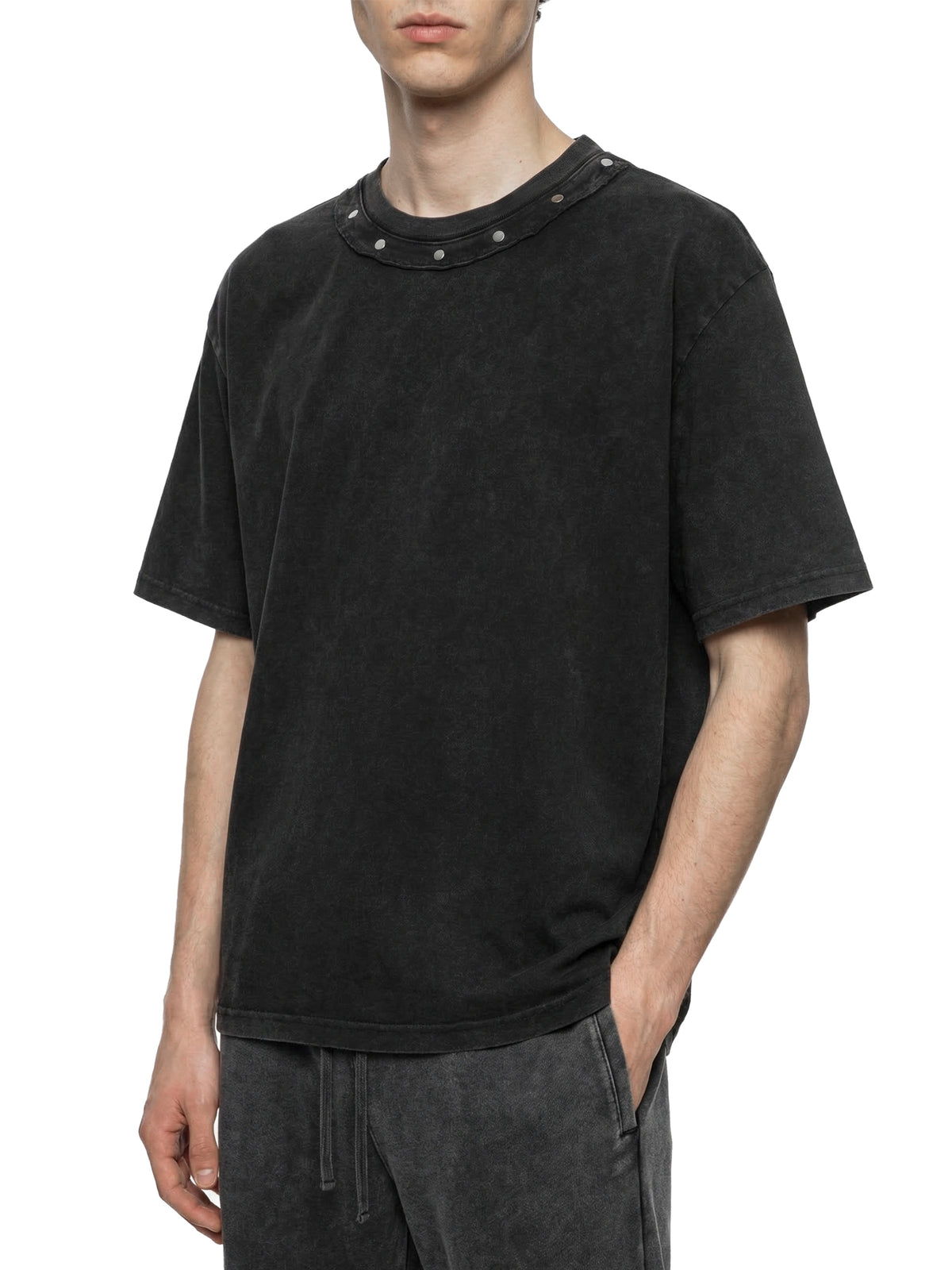 Washed Boxy Studded T-Shirt