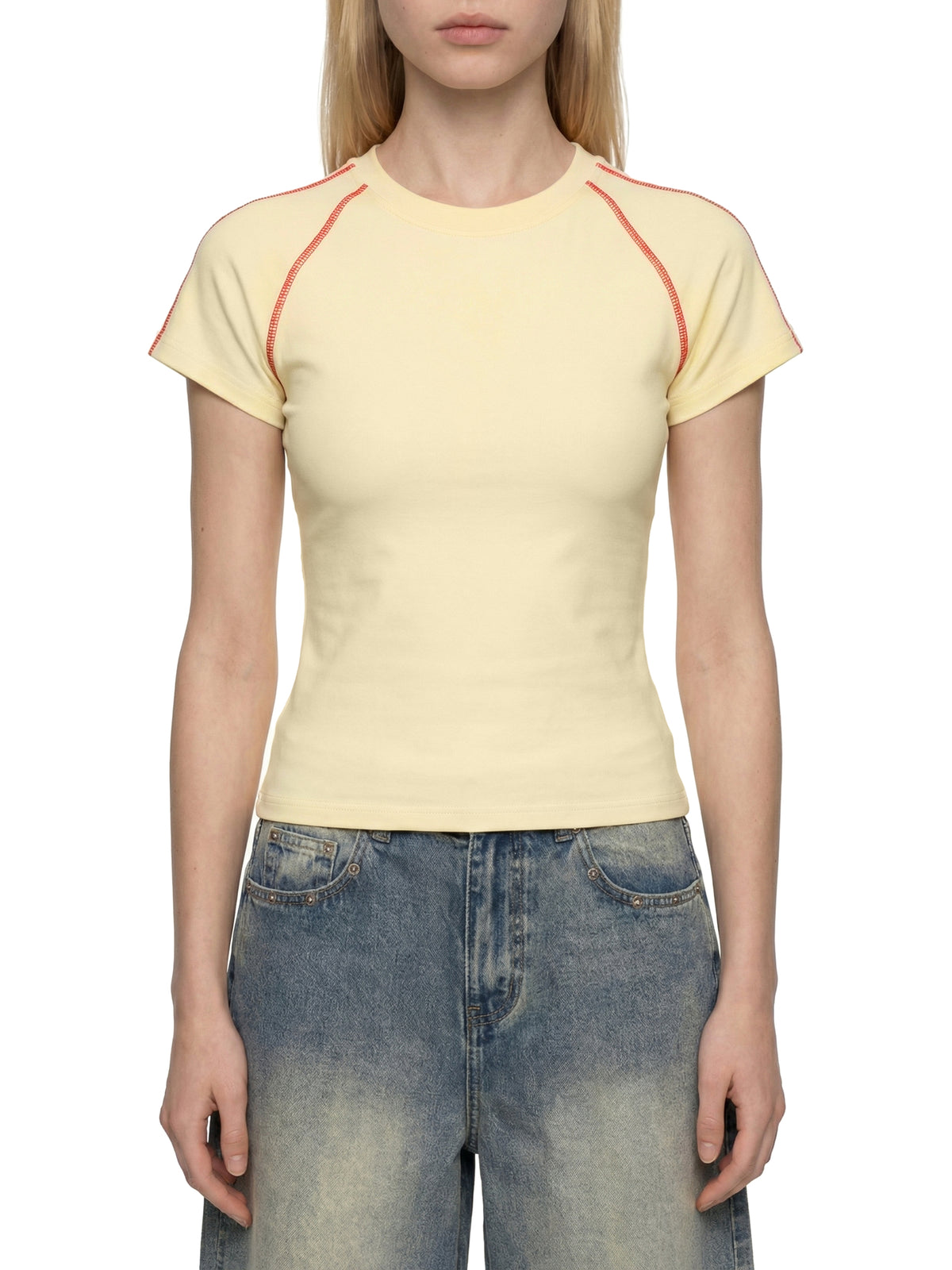Midweight Contrast Stitch Raglan T-Shirt