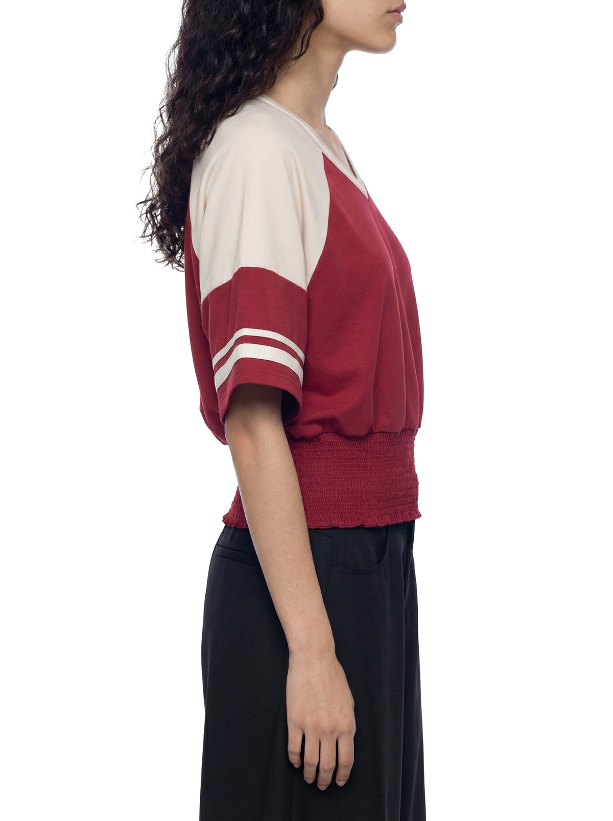 Color Block Ruched T-Shirt