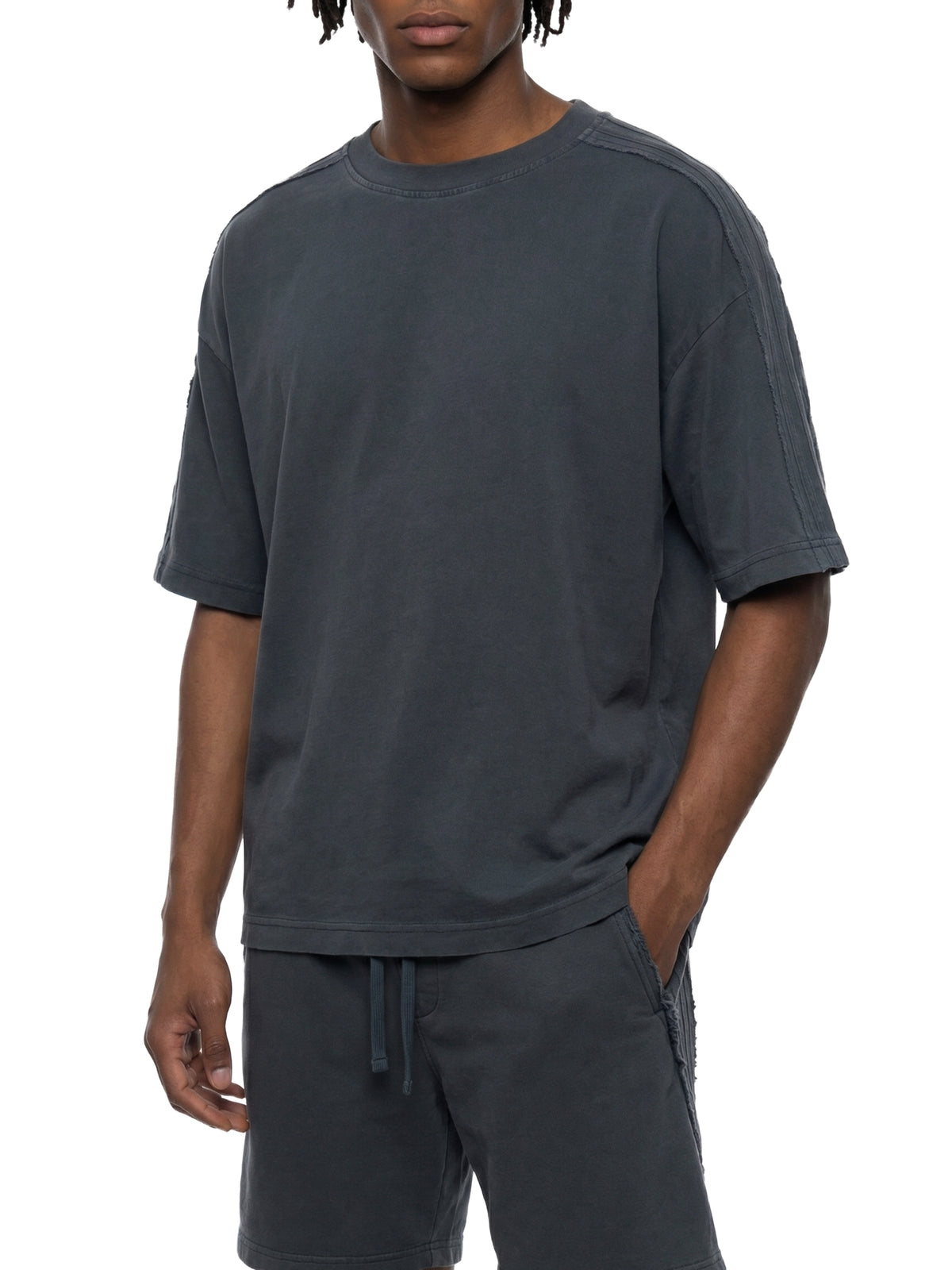 Vintage Wash Boxy T-Shirt – Khaki & Light Gray