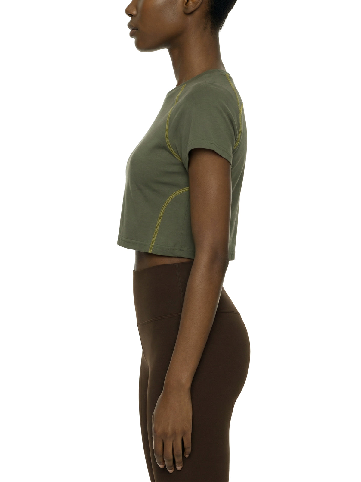 Contrast Stitch Raglan Crop T-Shirt