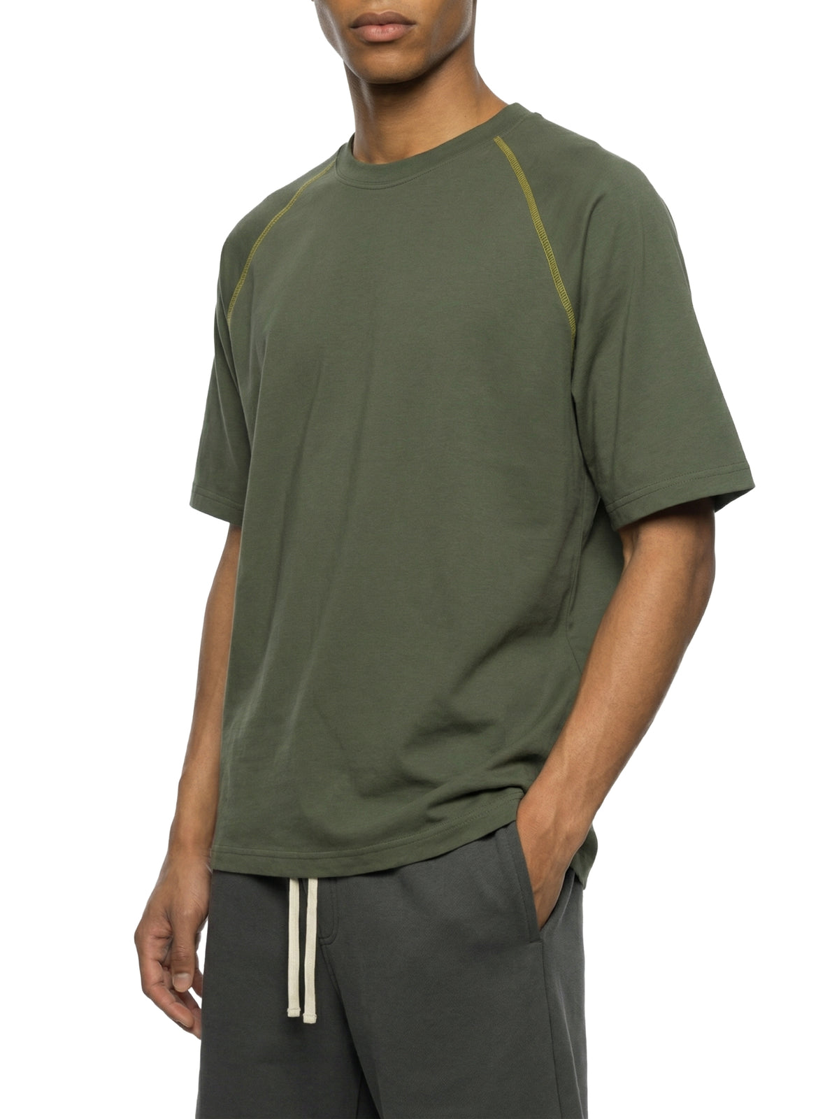 Contrast Stitch Raglan T-Shirt – Sky Blue & Army Green
