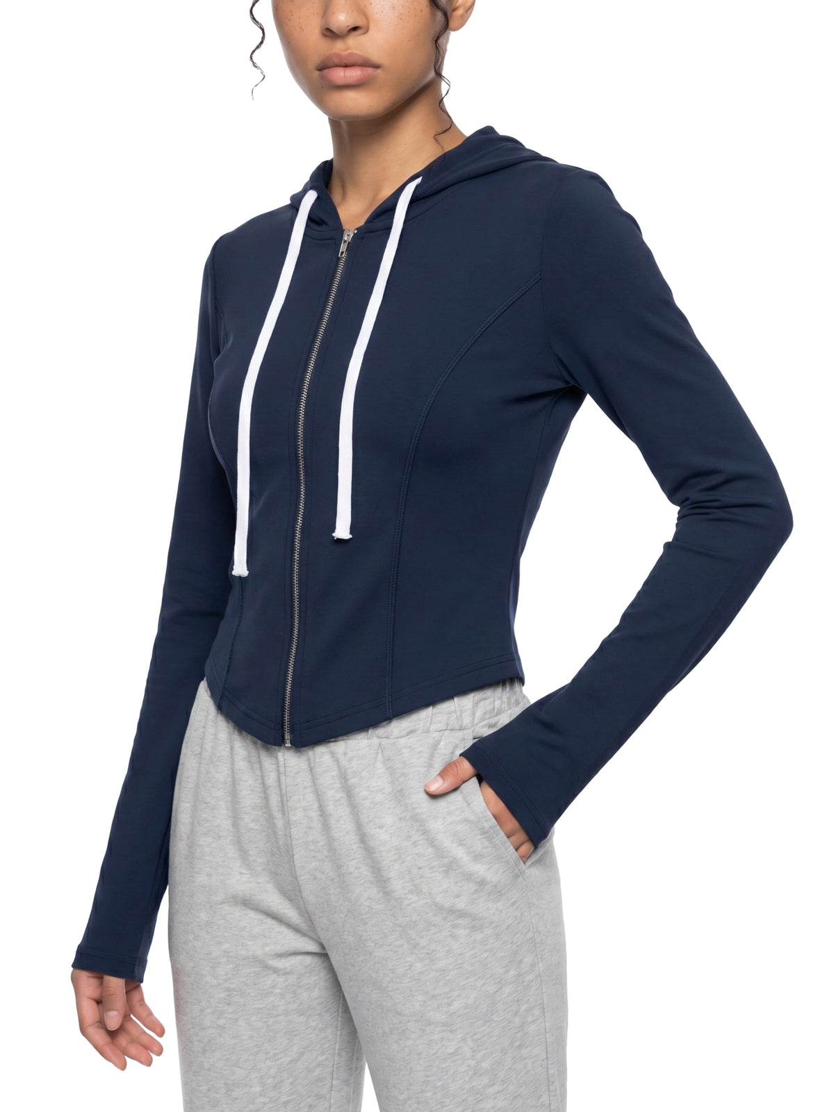 Slim Cropped Zip Hoodie