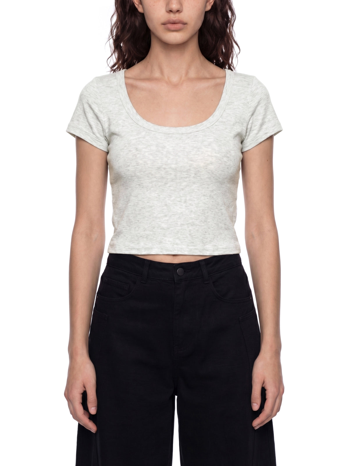 Solid Color Slim Crop T-Shirt