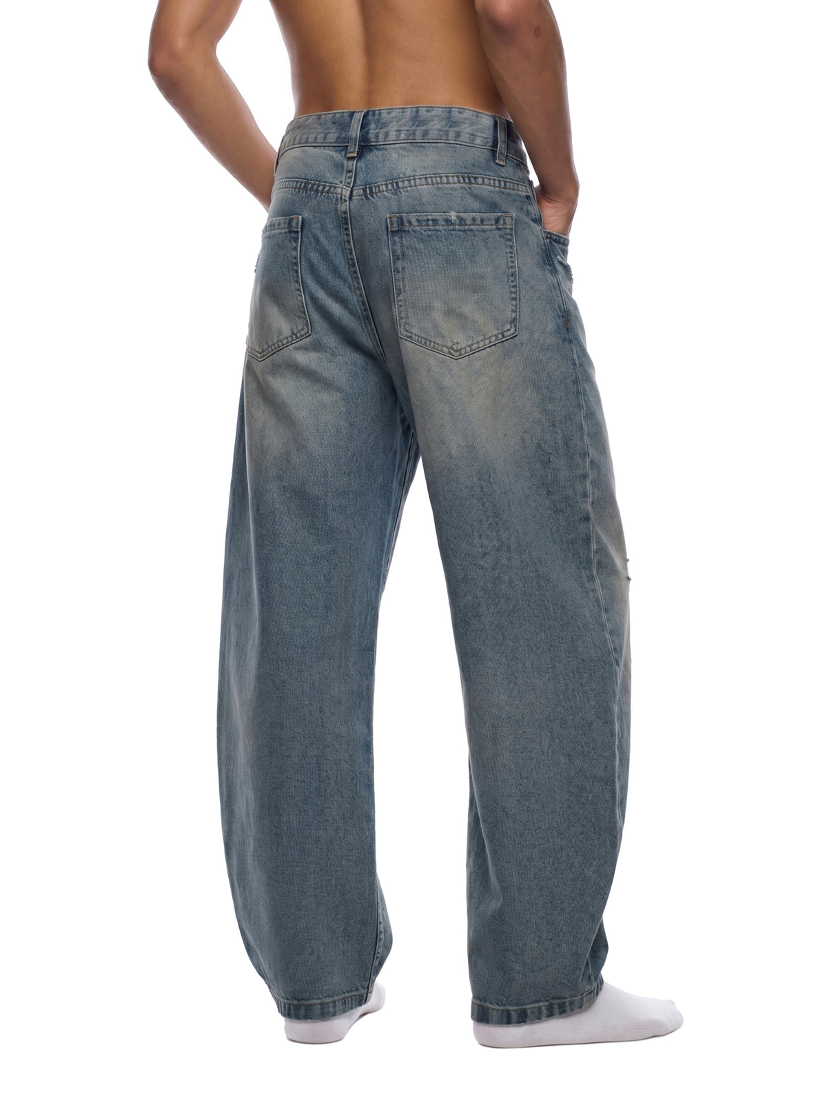 Ripped Barrel Leg Jeans