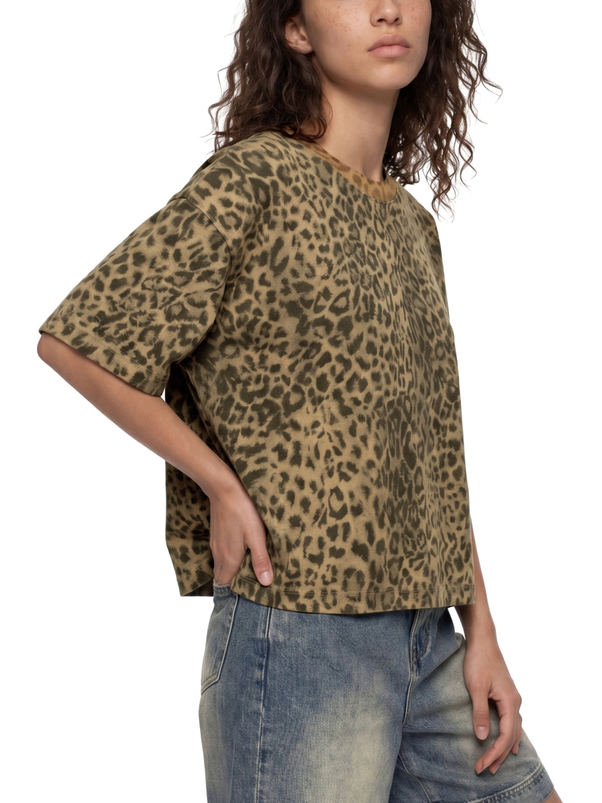 Leopard Print Boxy T-Shirt – Leopard Brown