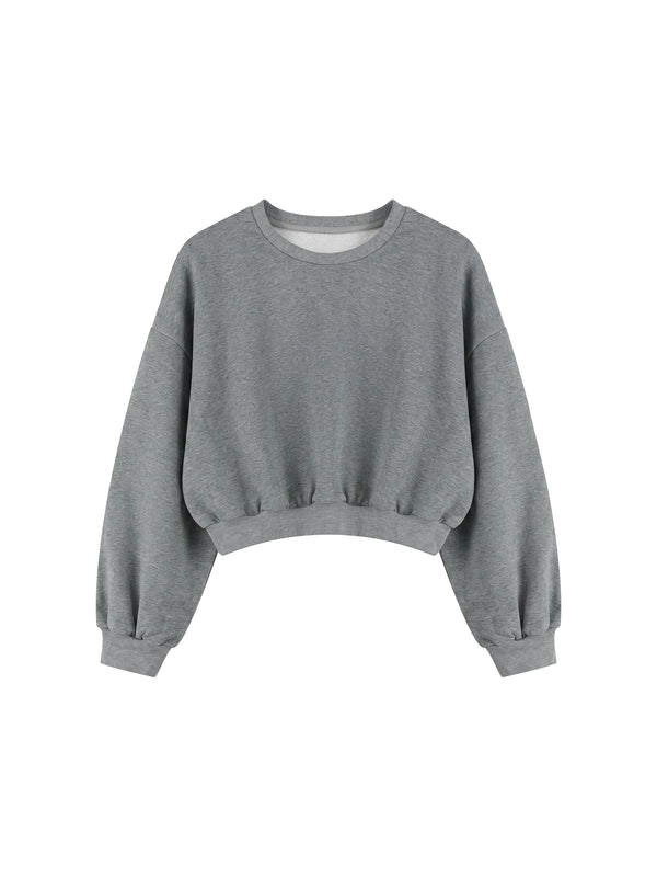 Boxy Cropped Crewneck Sweatshirt