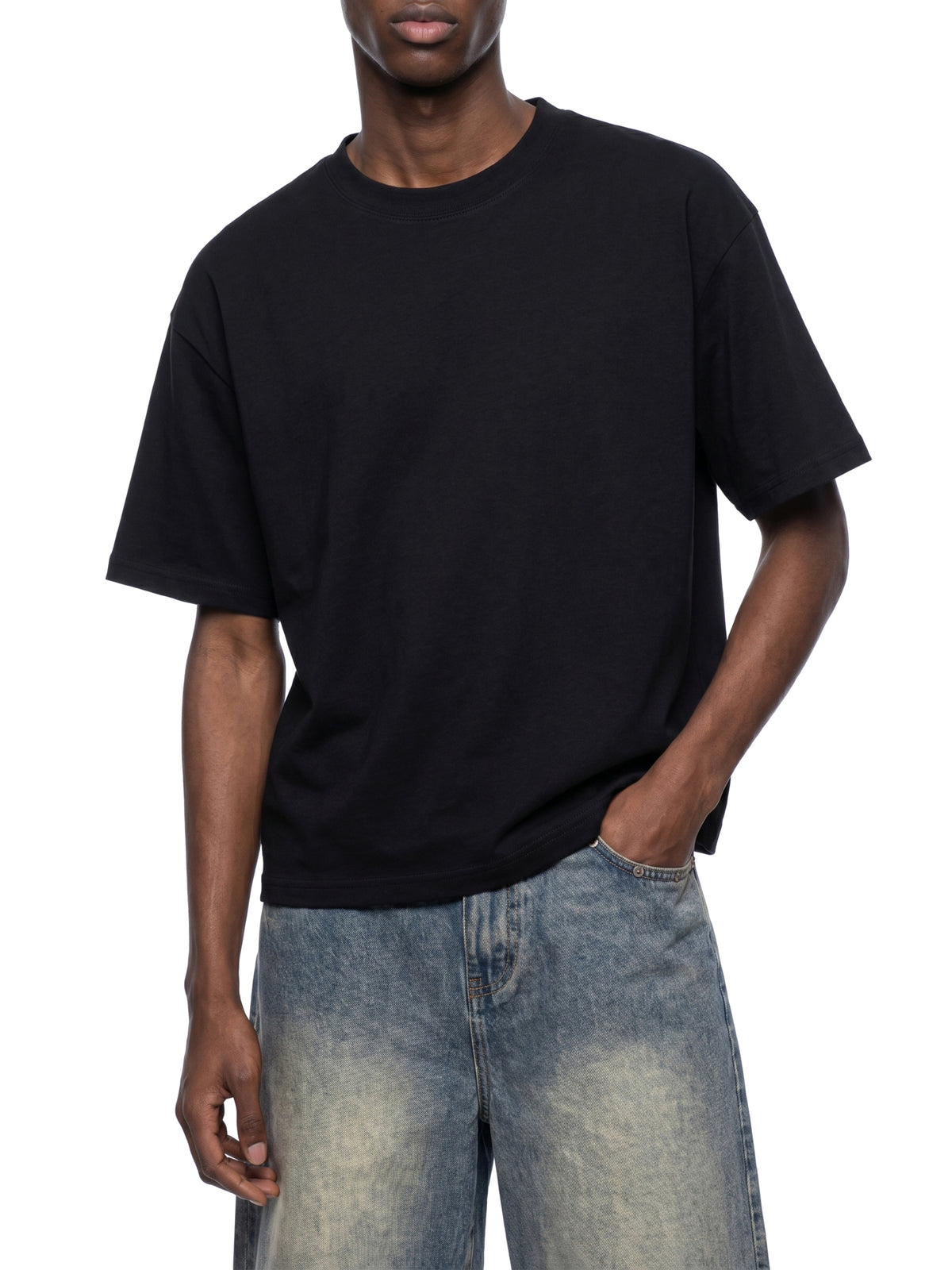 Boxy Drop Shoulder Crop T-Shirt