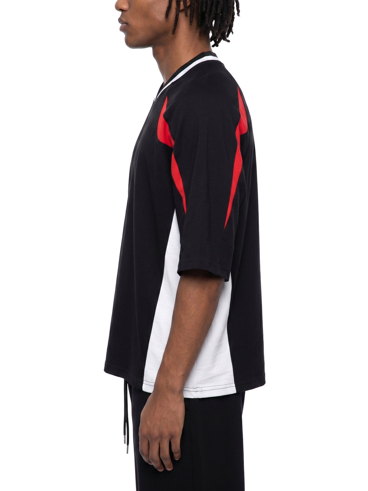 Oversized Color Block V-Neck T-Shirt