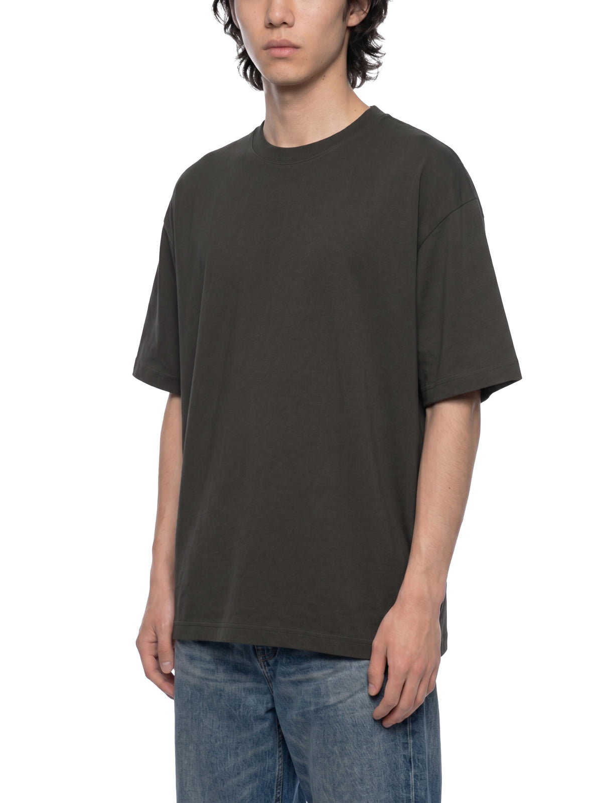 Drop Shoulder Cotton T-Shirt – Coffee & Dark Gray
