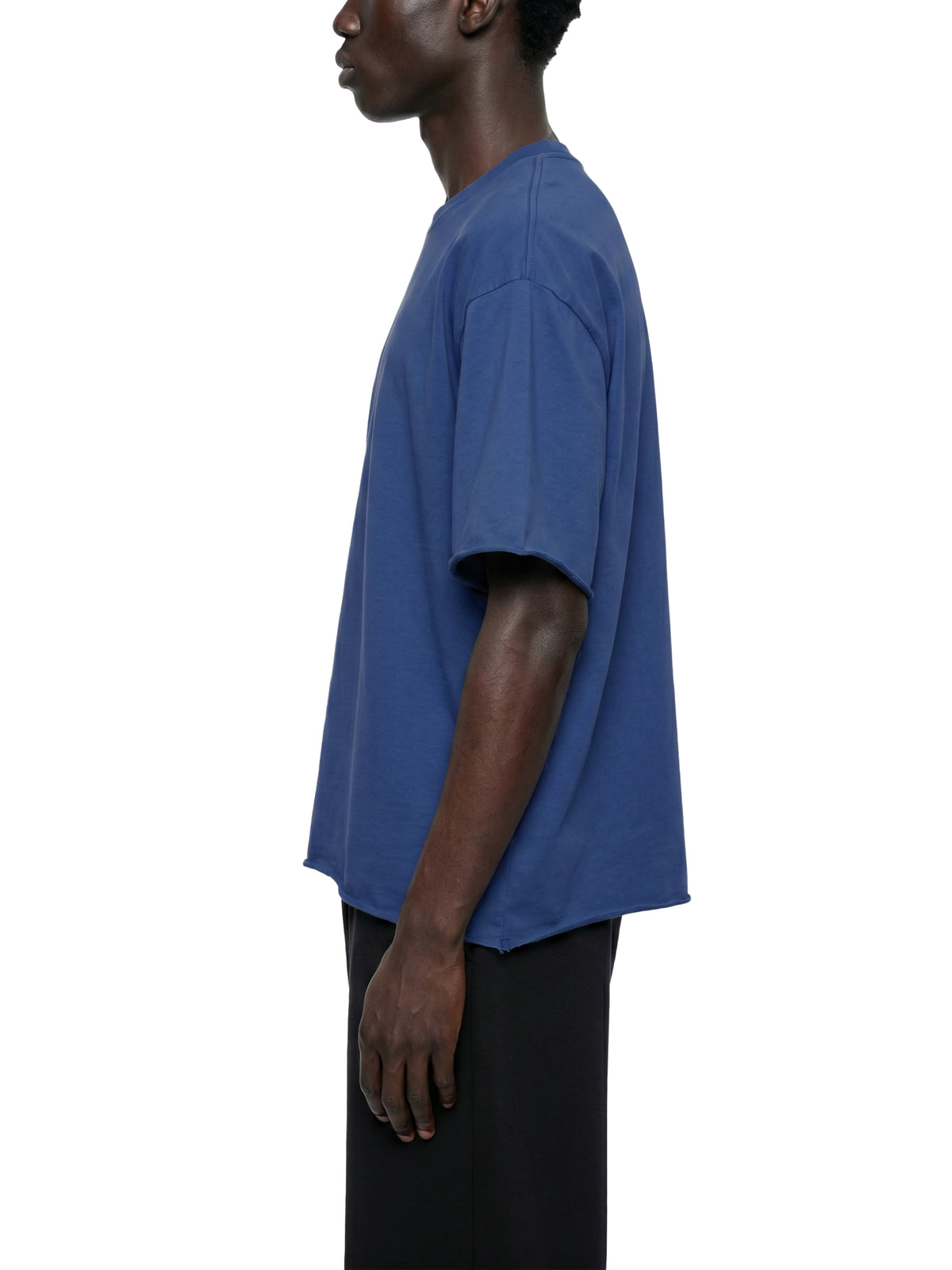 Boxy Raw Edge T-Shirt – Apricot & Royal Blue