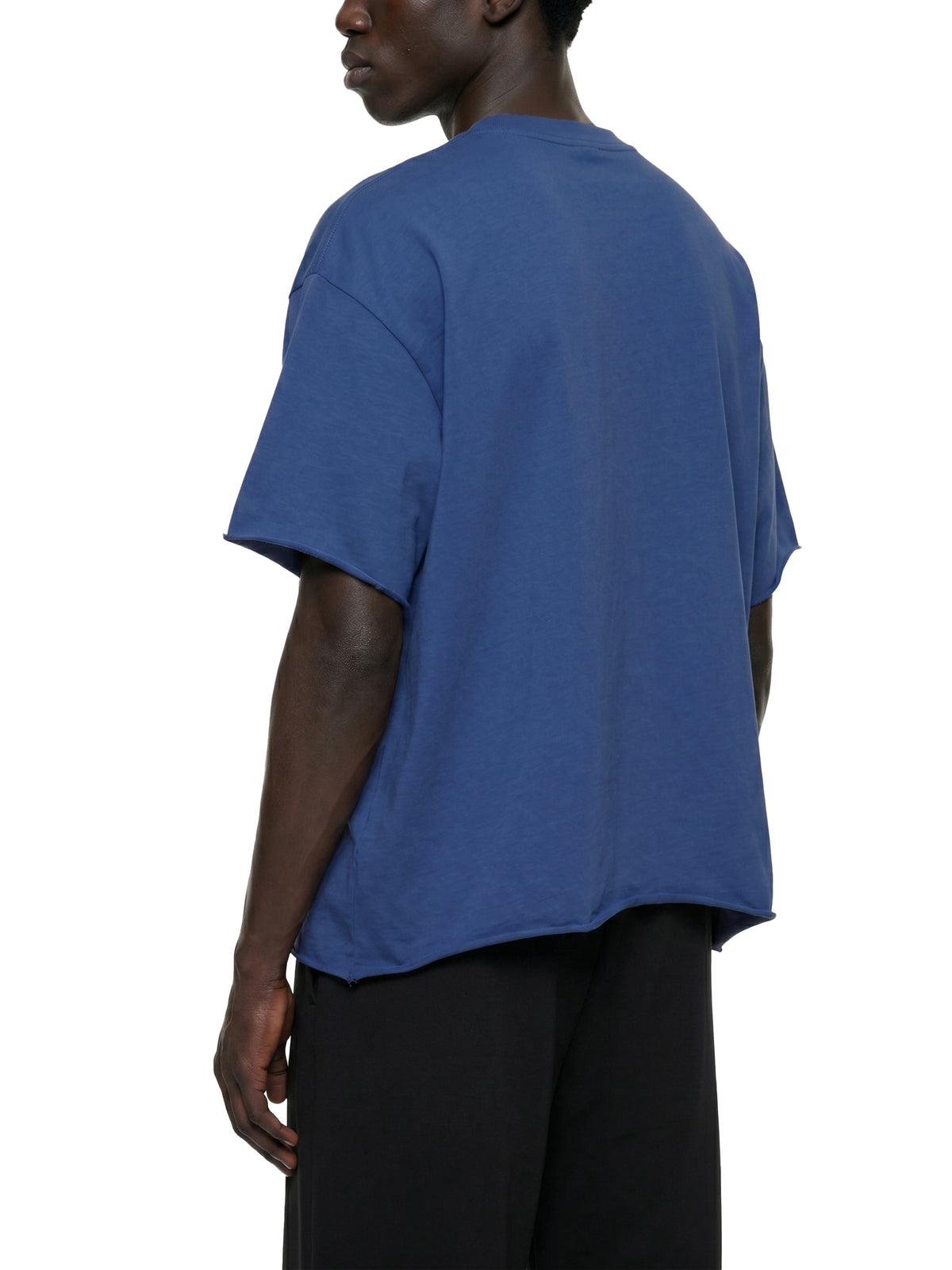 Boxy Raw Edge T-Shirt – Apricot & Royal Blue