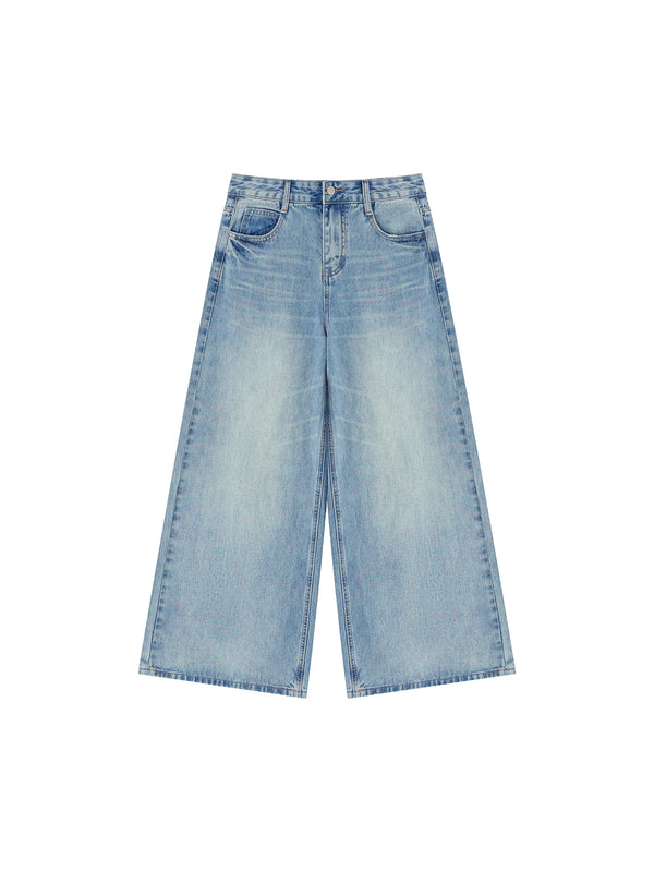 Heavyweight Vintage Wash Wide Leg Jeans