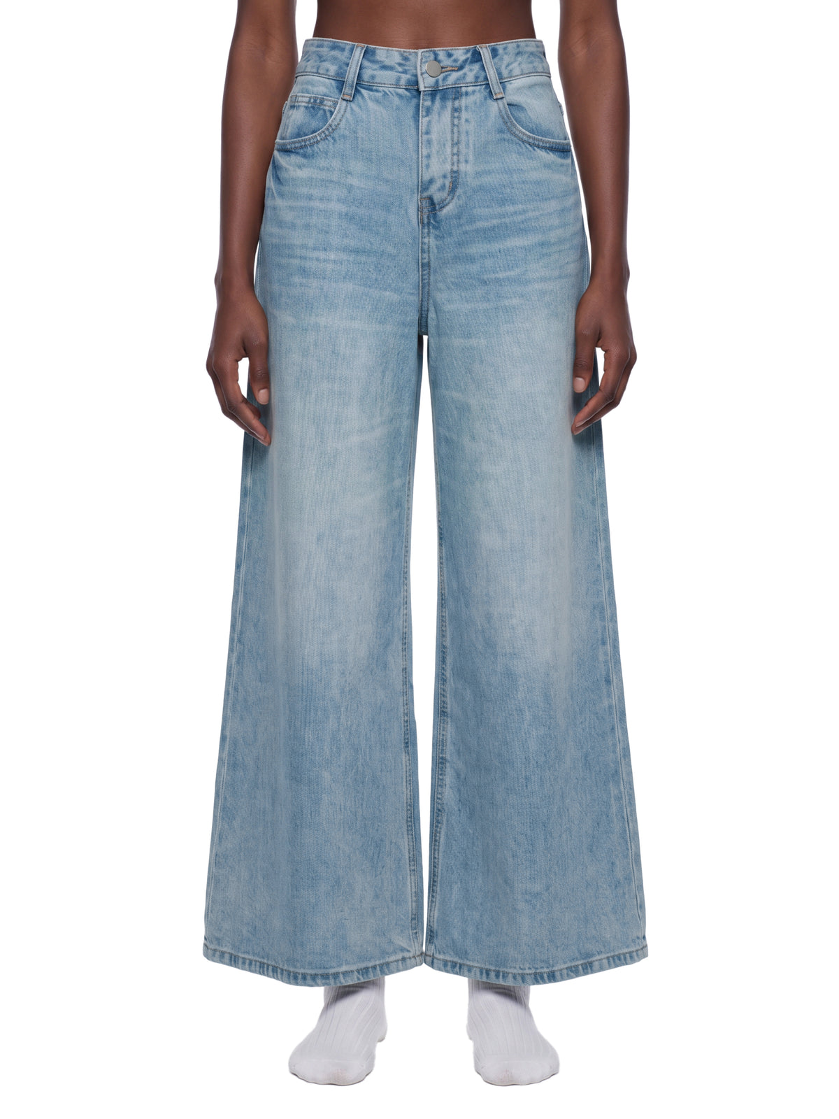 Heavyweight Vintage Wash Wide Leg Jeans