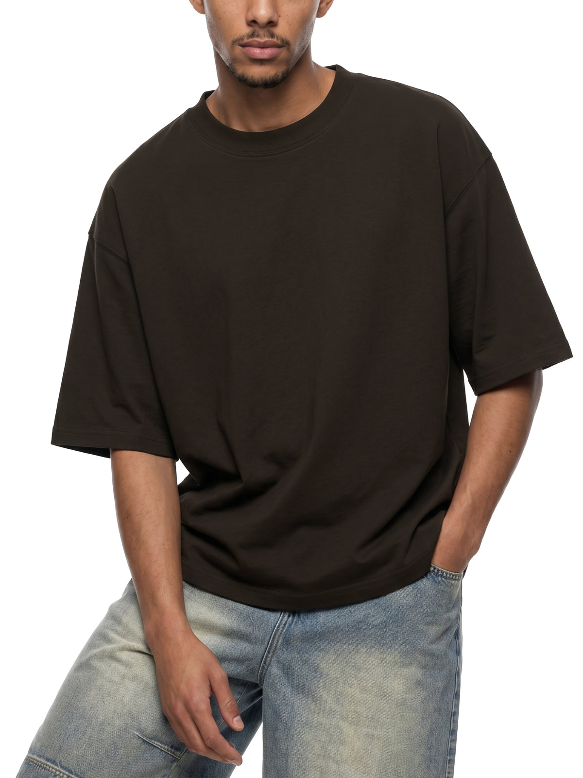 Heavyweight Boxy T-Shirt – Gray & Coffee