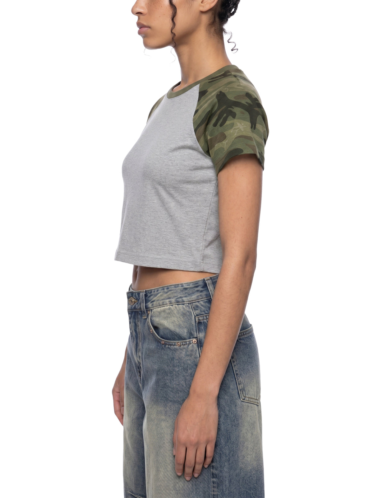 Camo Raglan Crop T-Shirt