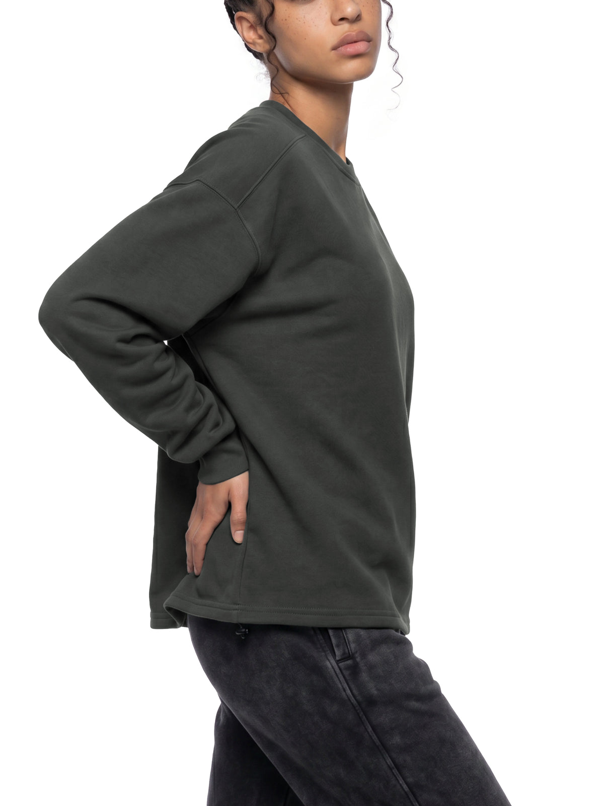 Drawstring Hem Boxy Sweatshirt