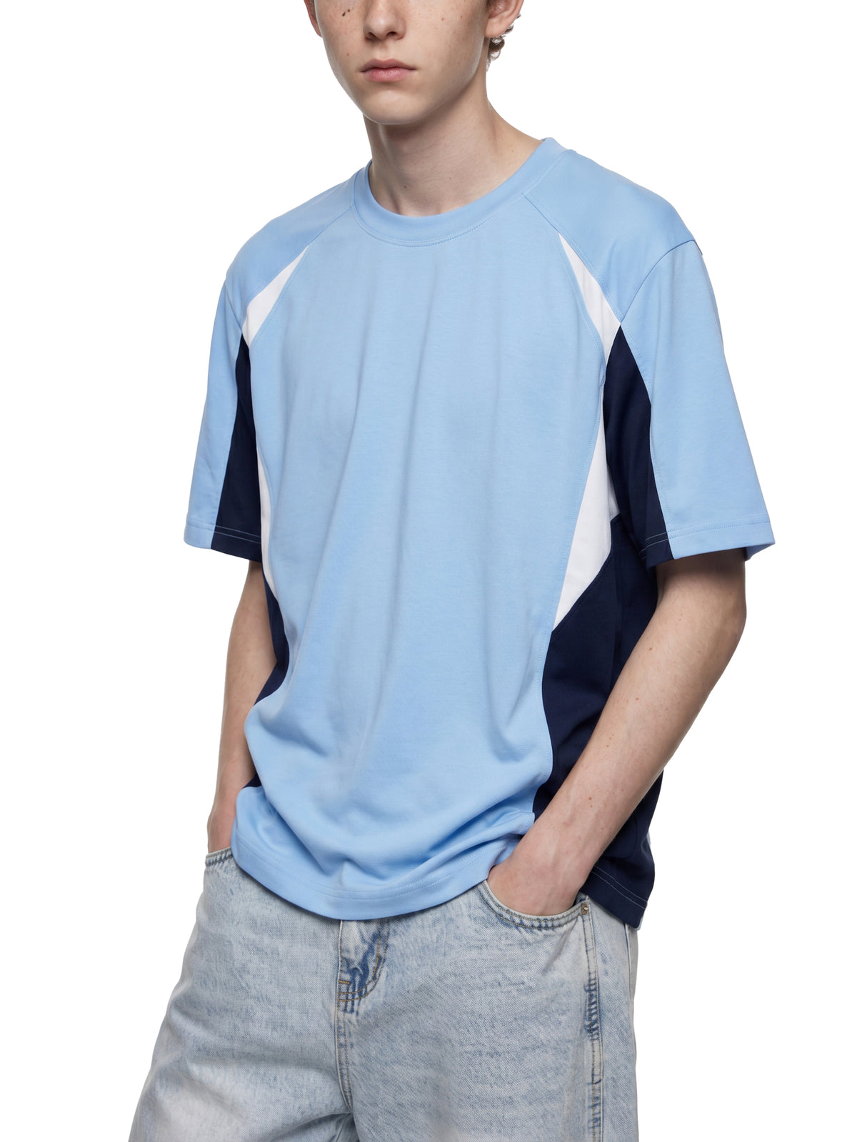 Color Block Raglan T-Shirt – Black with Red