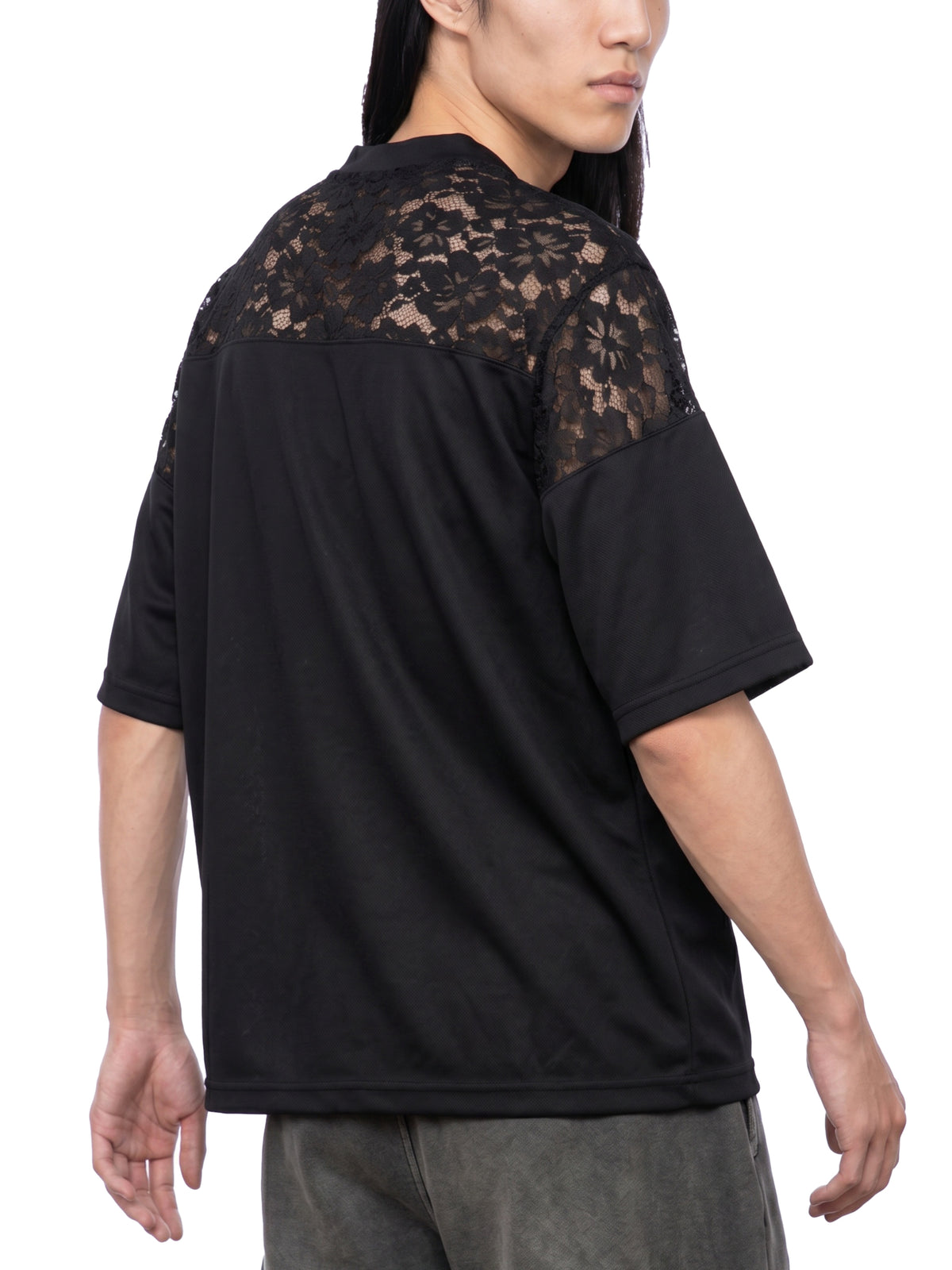 Lace Paneling V-Neck T-Shirt