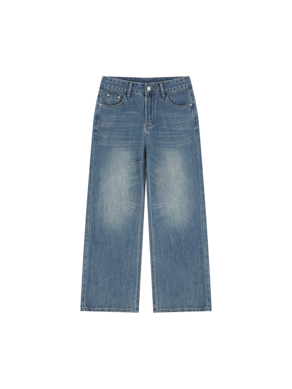 Lightweight Vintage Wash Wide Leg Jeans