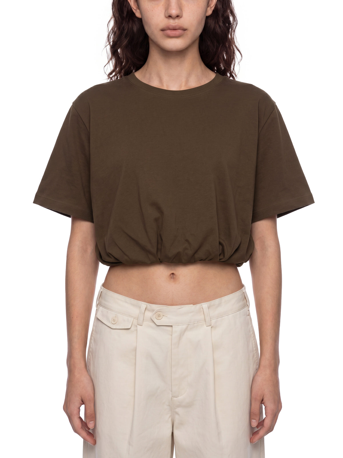 Crop Bubble Hem T-Shirt