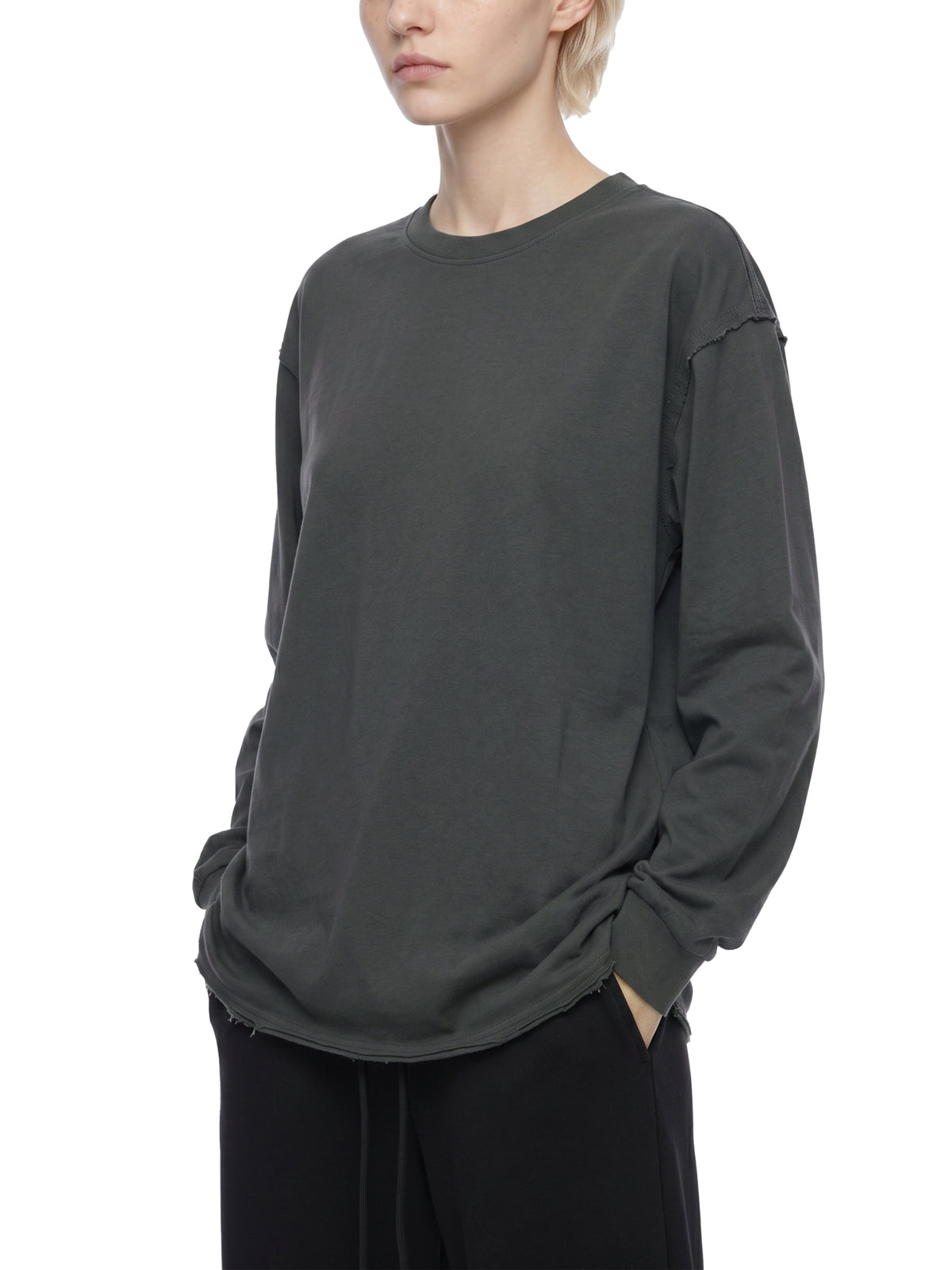 Raw Hem Long Sleeve T-Shirt