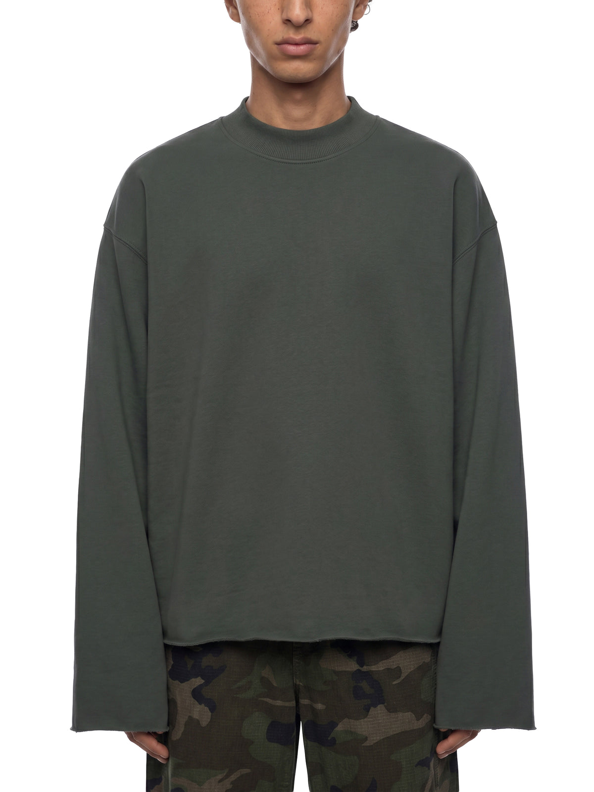 Raw Edge Mock Neck Boxy Sweatshirt