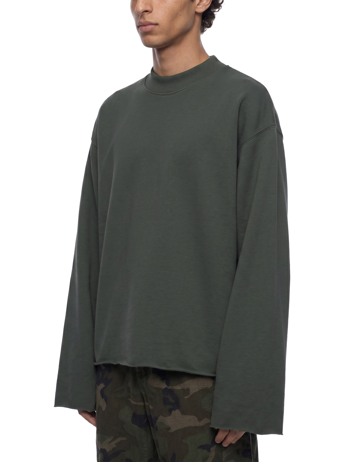 Raw Edge Mock Neck Boxy Sweatshirt
