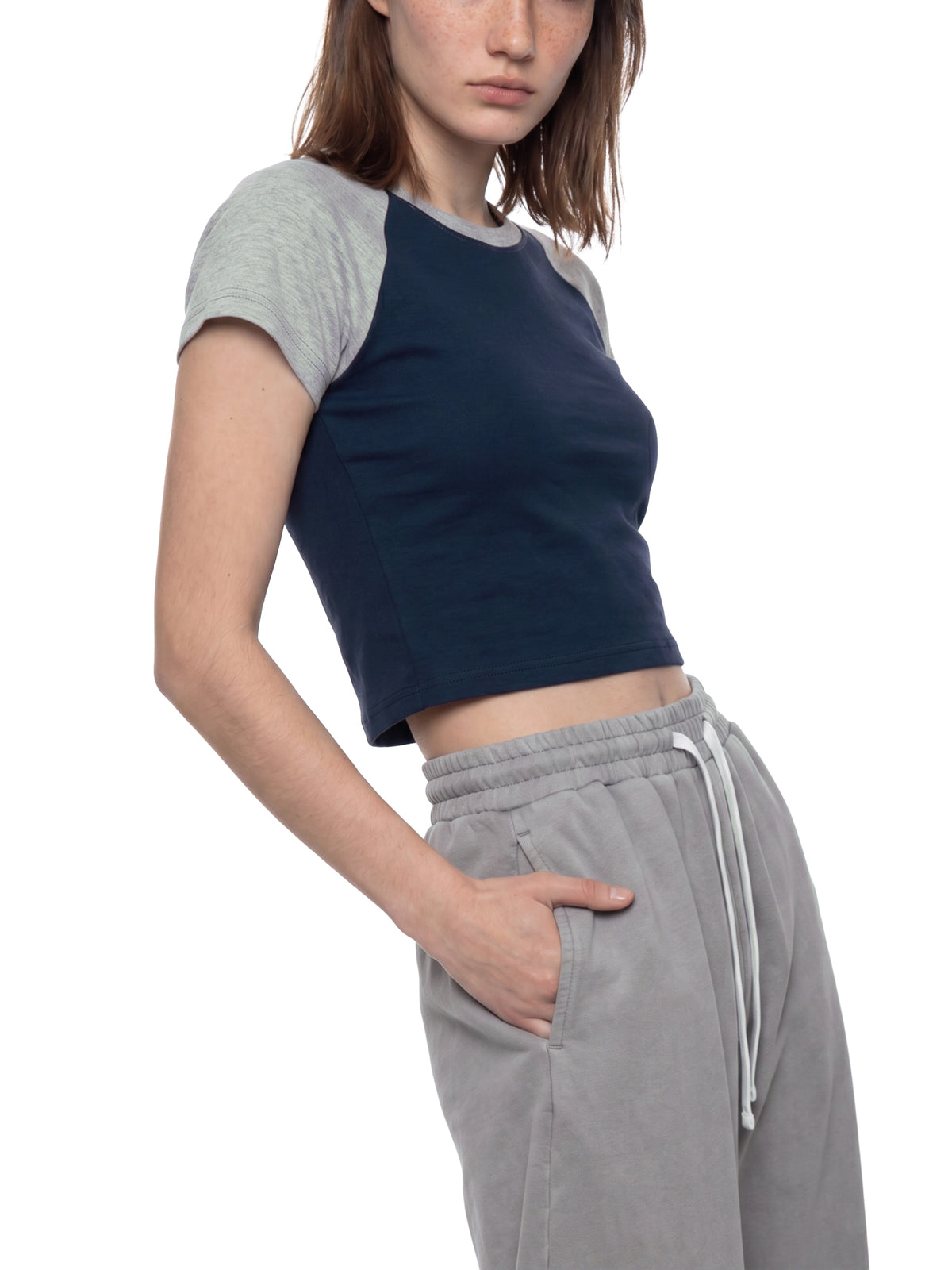 Navy Blue with Flower Gray model women