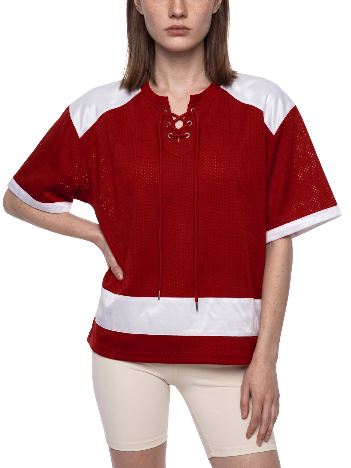 Red with White model women