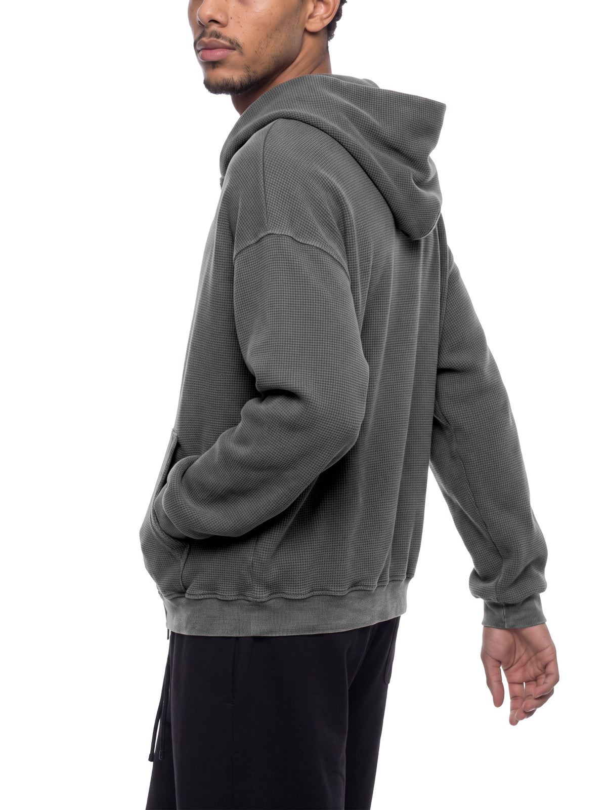 Vintage Wash Boxy Waffle Full Zip Hoodie