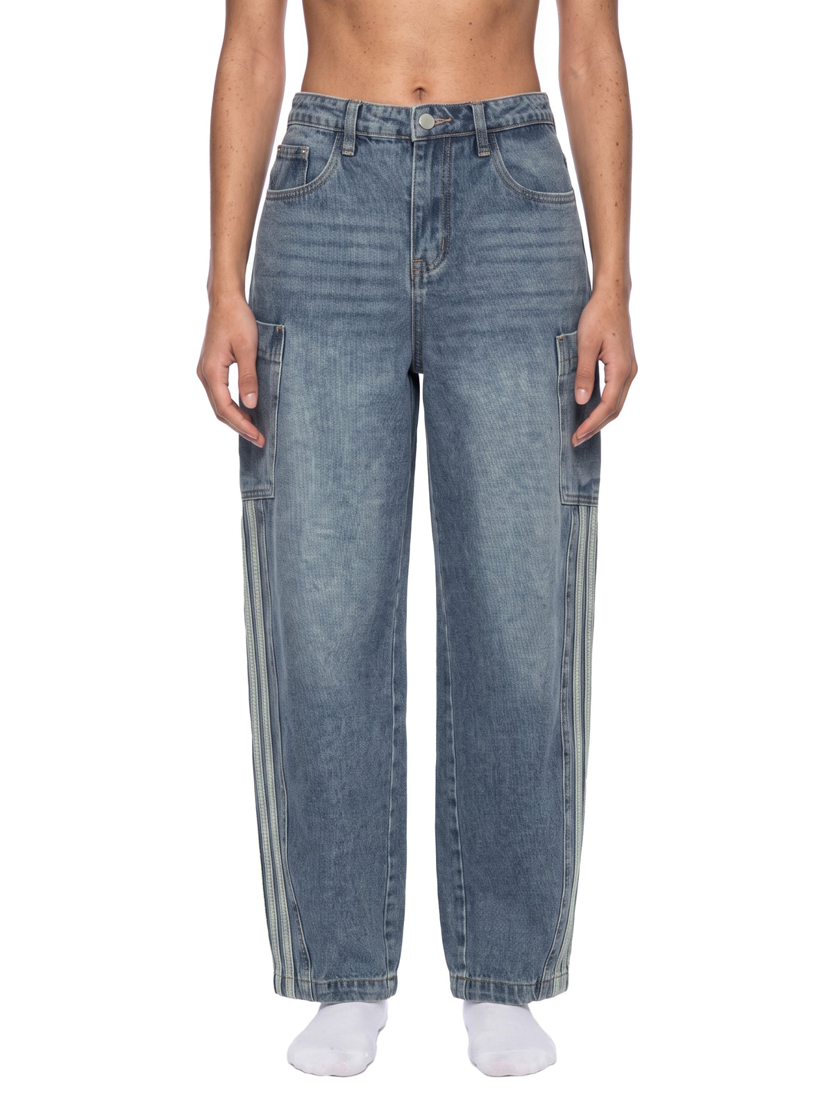 Loose Vintage Wash Barrel Leg Jeans