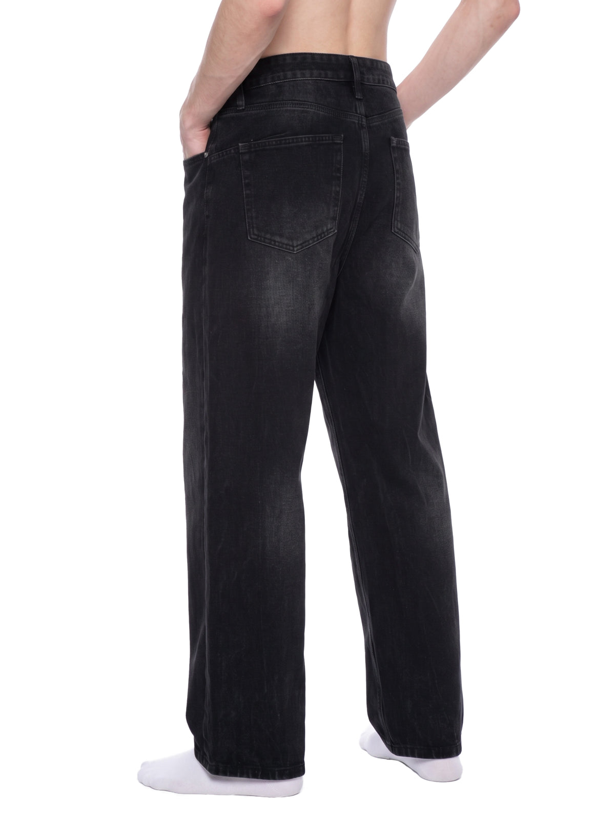 Washed Black Wide Leg Jeans