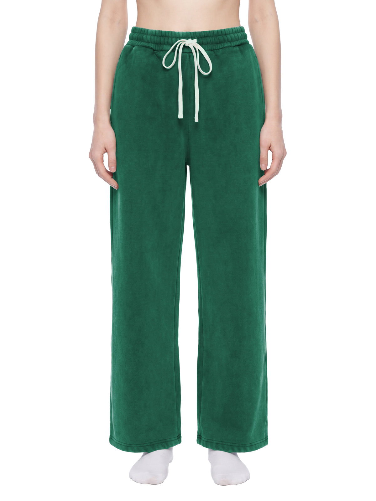 Vintage Wash Fleece Sweatpants – Red & Dark Green